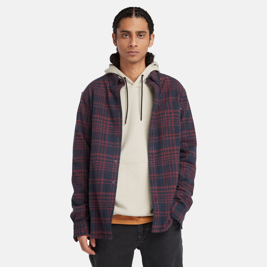 Timberland Heavy Flannel Check Shirt For Men In Burgundy Burgundy, Size L