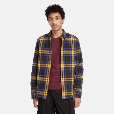 Checked Flannel Shirt for Men in Black/Blue/Yellow