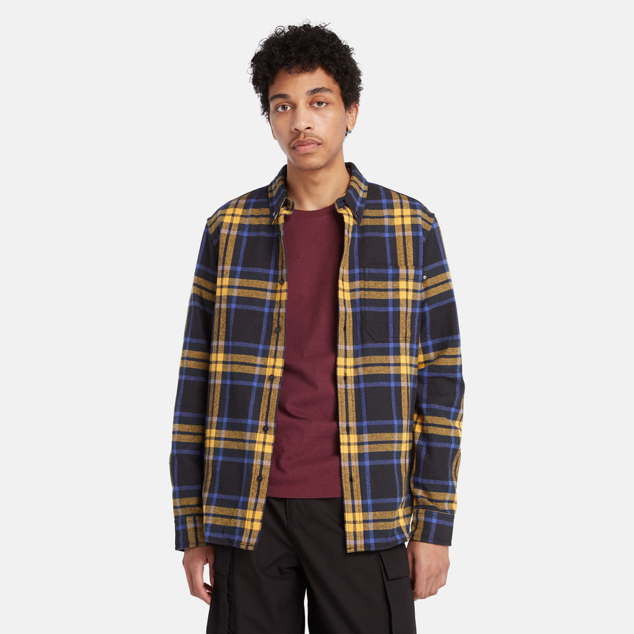 Timberland Checked Flannel Shirt For Men In Black/blue/yellow Black