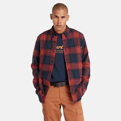 Timberland Checked Flannel Shirt For Men In Red/blue Navy
