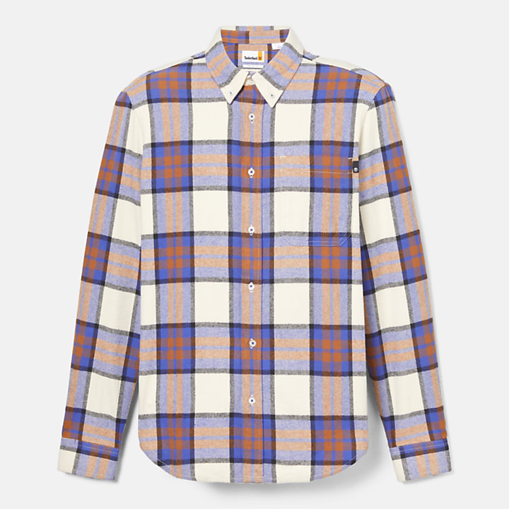 Camisa de franela a cuadros para hombre en azul/blanco/naranja-
