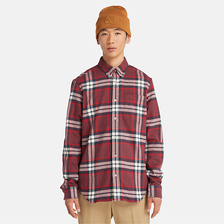 Checked Flannel Shirt for Men in Burgundy/Red/White-