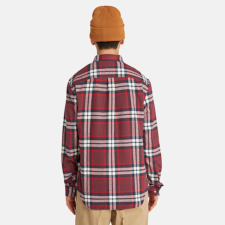 Checked Flannel Shirt for Men in Burgundy/Red/White