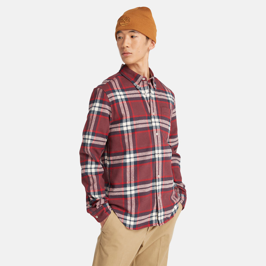 Timberland Checked Flannel Shirt For Men In Burgundy/red/white Burgundy, Size L