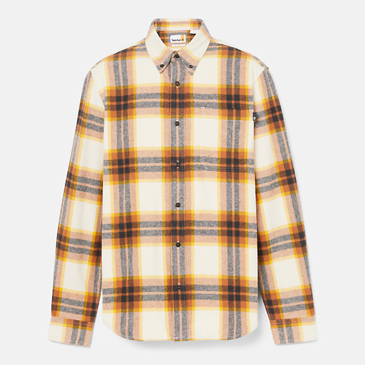 Chemise à carreaux en flanelle pour homme en blanc/orange-
