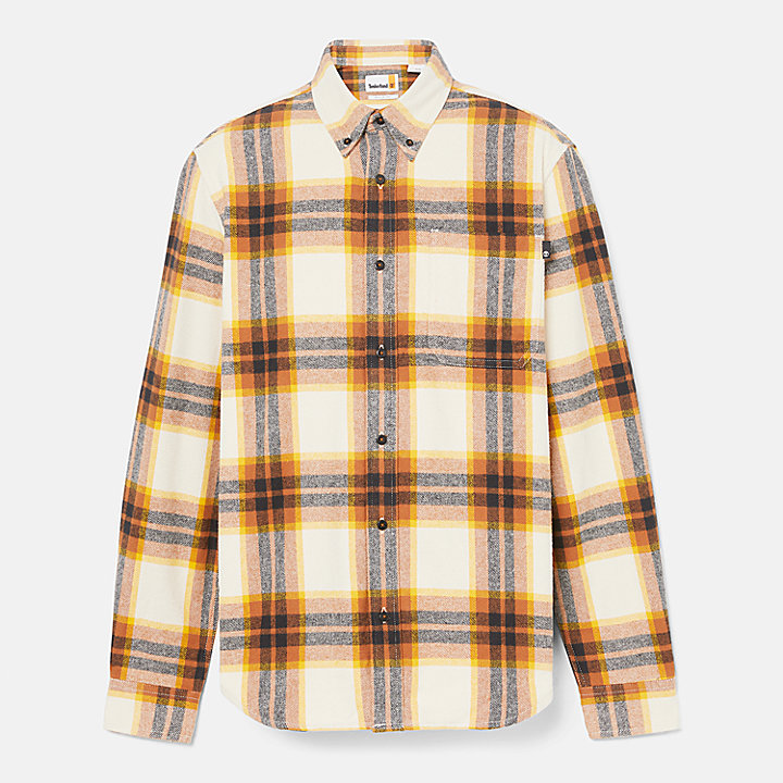 Chemise à carreaux en flanelle pour homme en blanc/orange
