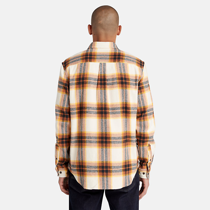 Chemise à carreaux en flanelle pour homme en blanc/orange-