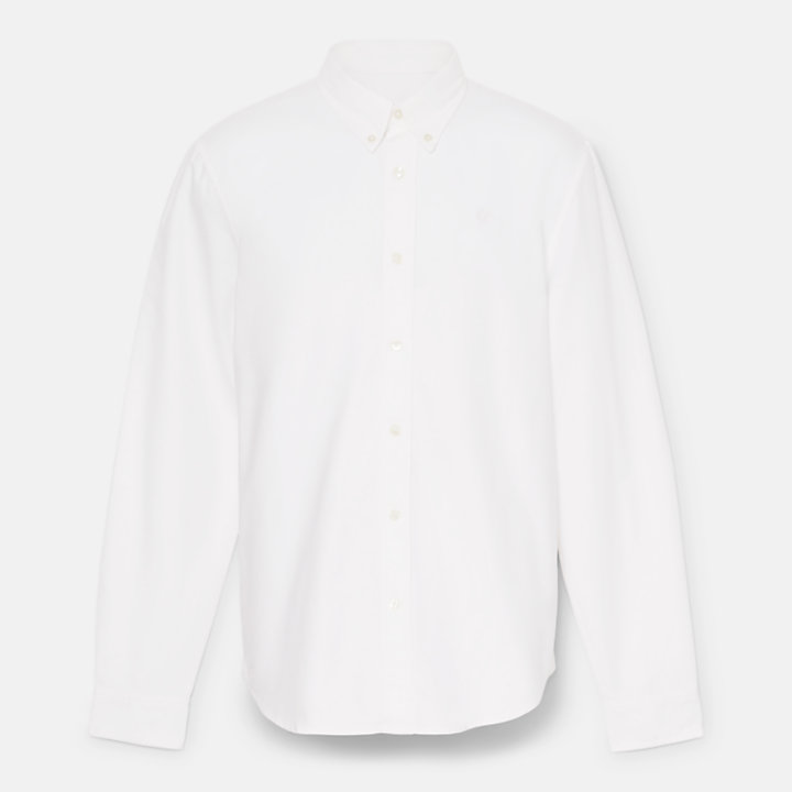 Long Sleeve Oxford Shirt for Men in White-