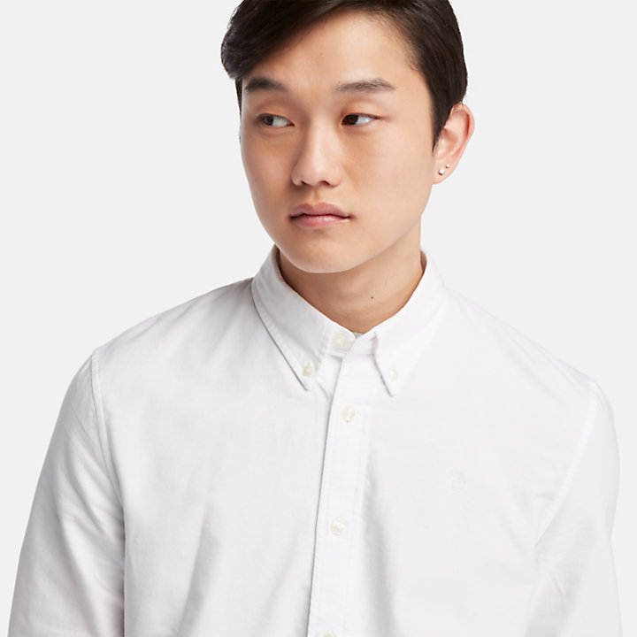 Camisa Oxford de Manga Comprida para Homem em branco-