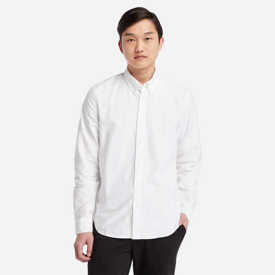 Timberland Long Sleeve Oxford Shirt For Men In White White, Size M