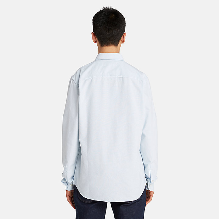 Camisa Oxford de manga larga para hombre en azul claro