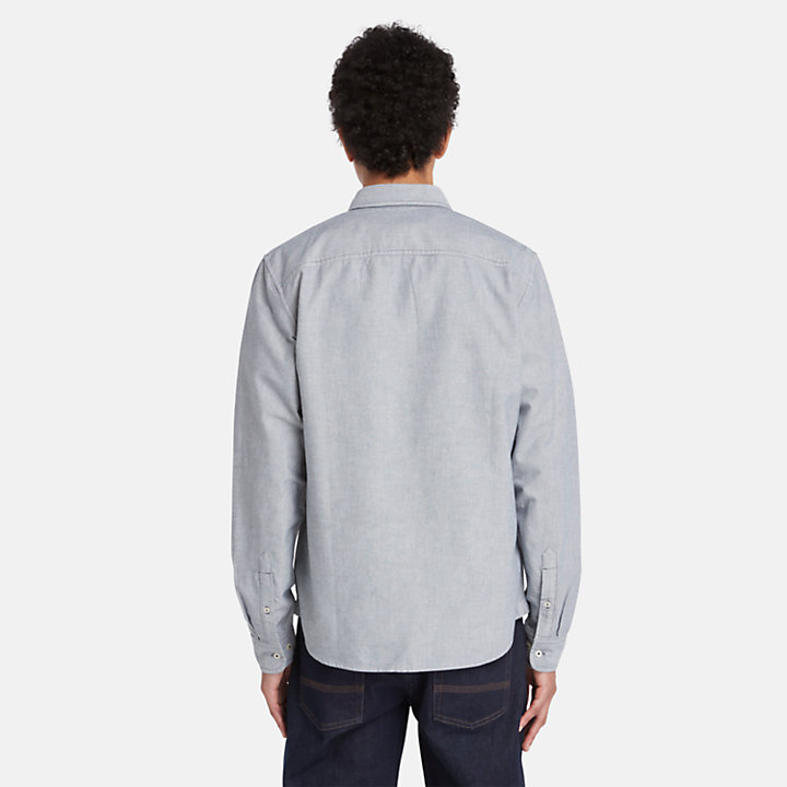 Camisa Oxford de manga larga para hombre en gris-
