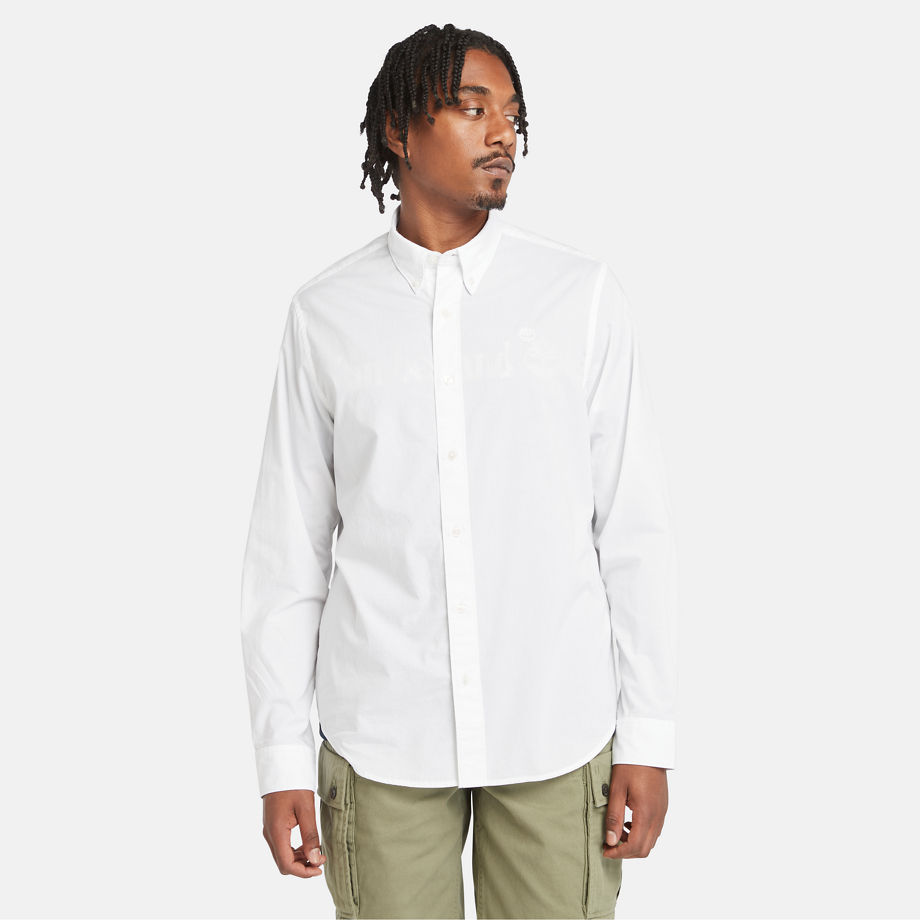 Timberland Poplin Shirt For Men In White White