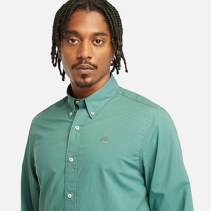 Camisa de popelina para hombre en azul verdoso