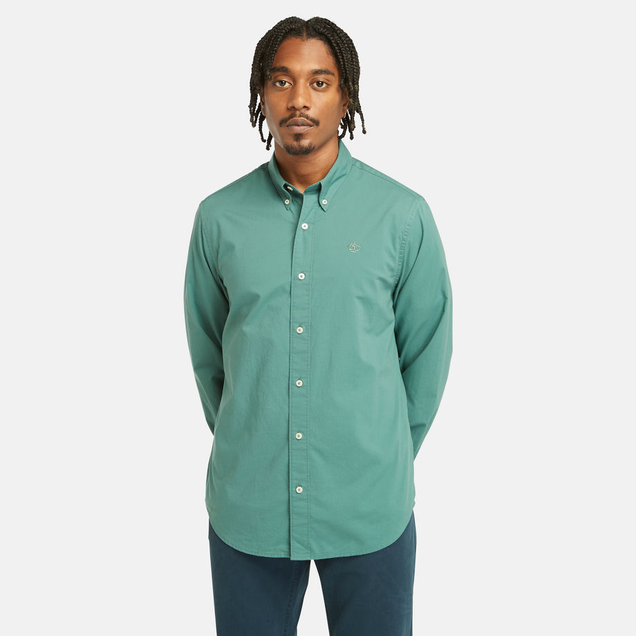 Timberland Poplin Shirt For Men In Teal Teal, Size XXL