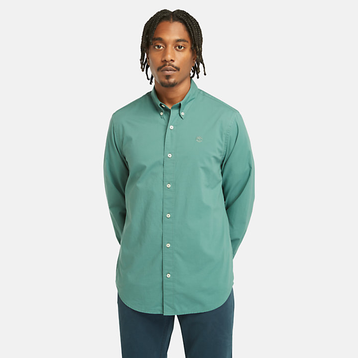 Popeline Overhemd voor heren in groenblauw-