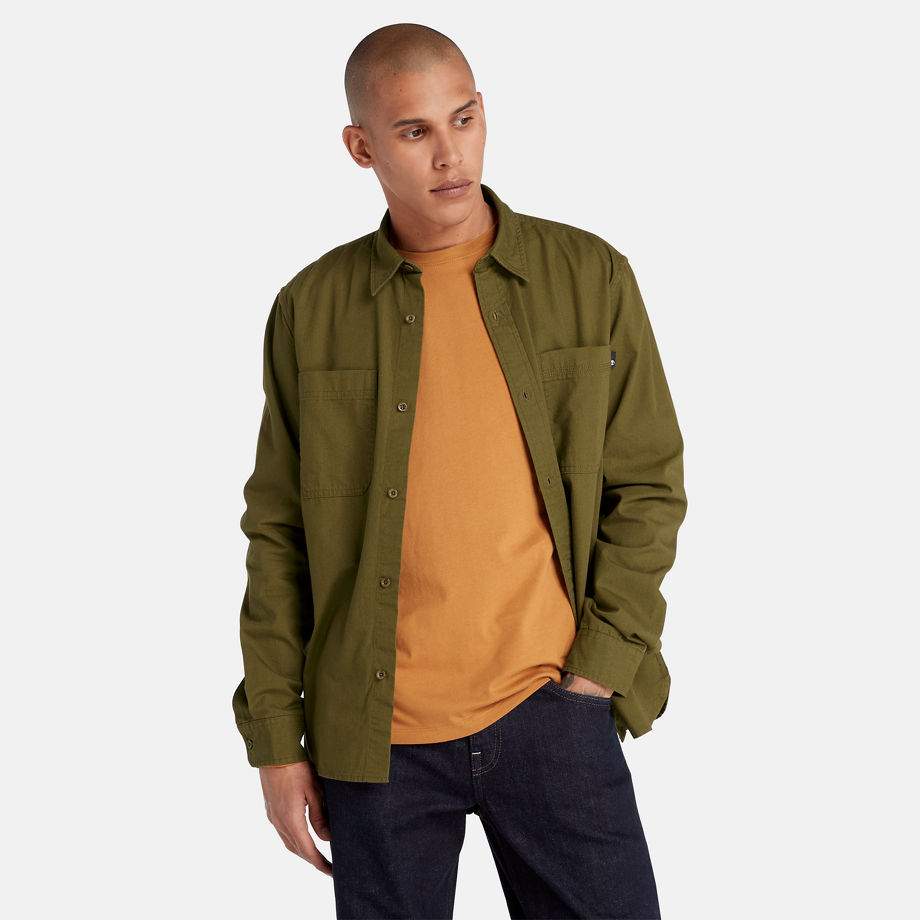 Timberland Windham Cotton Shirt For Men In Green Green