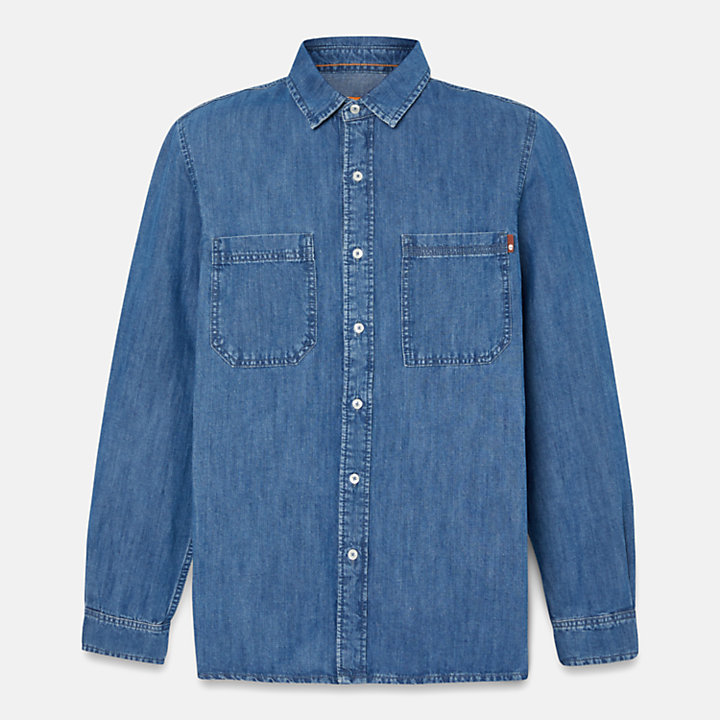 Windham Cotton Hemp Denim Shirt for Men in Blue-