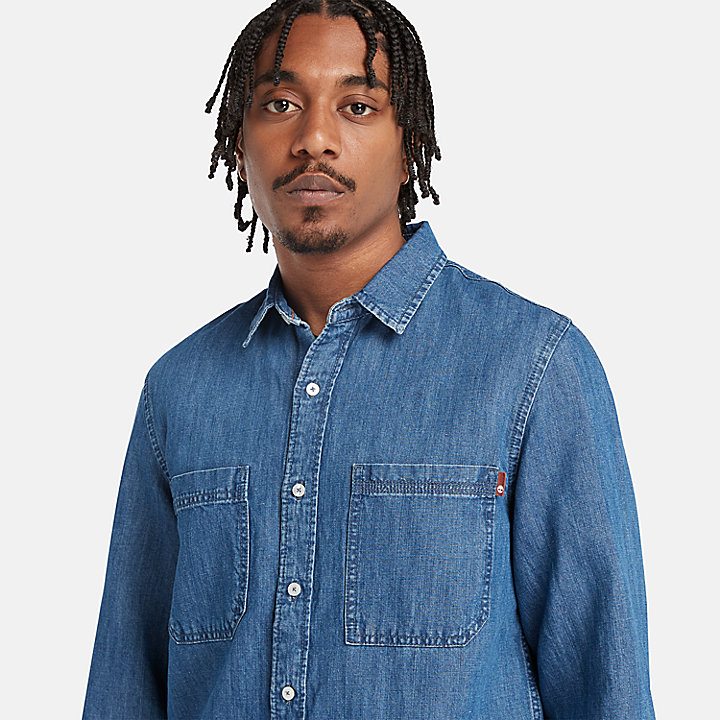 Windham Cotton Hemp Denim Shirt for Men in Blue