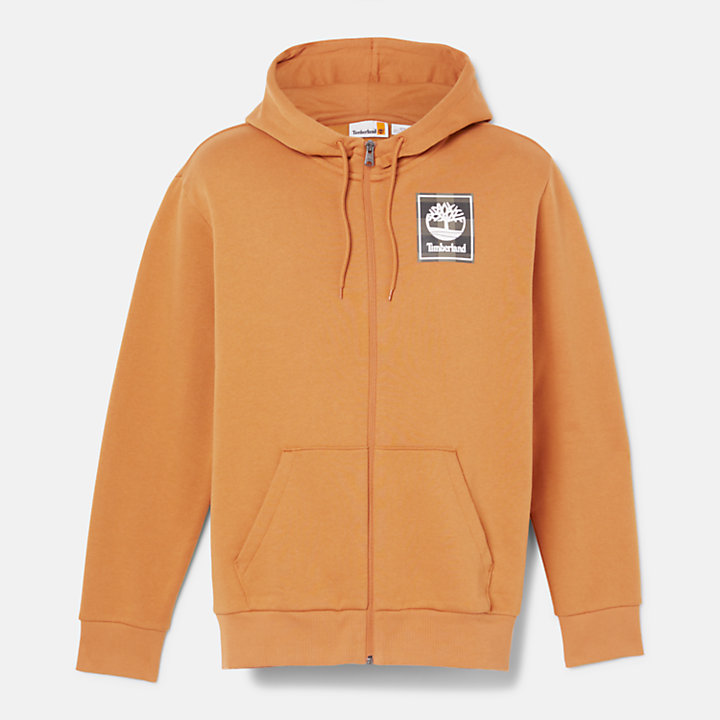Buffalo Plaid Hoody Sweatshirt for Men in Orange-
