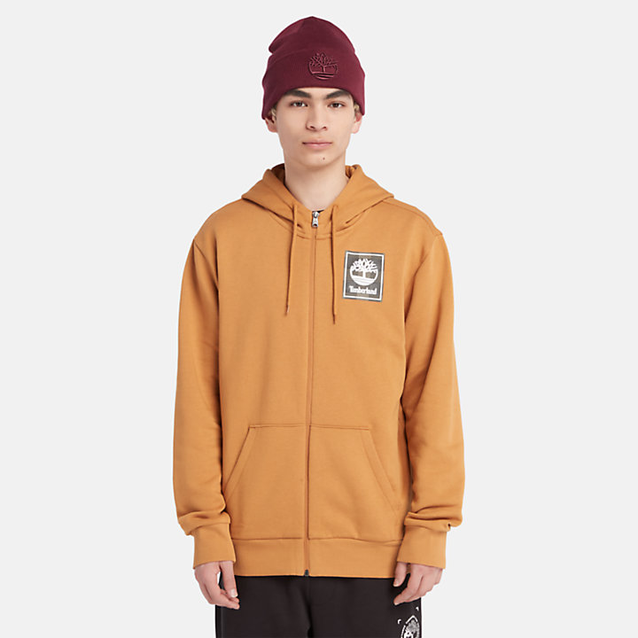 Buffalo Plaid Hoody Sweatshirt for Men in Orange-