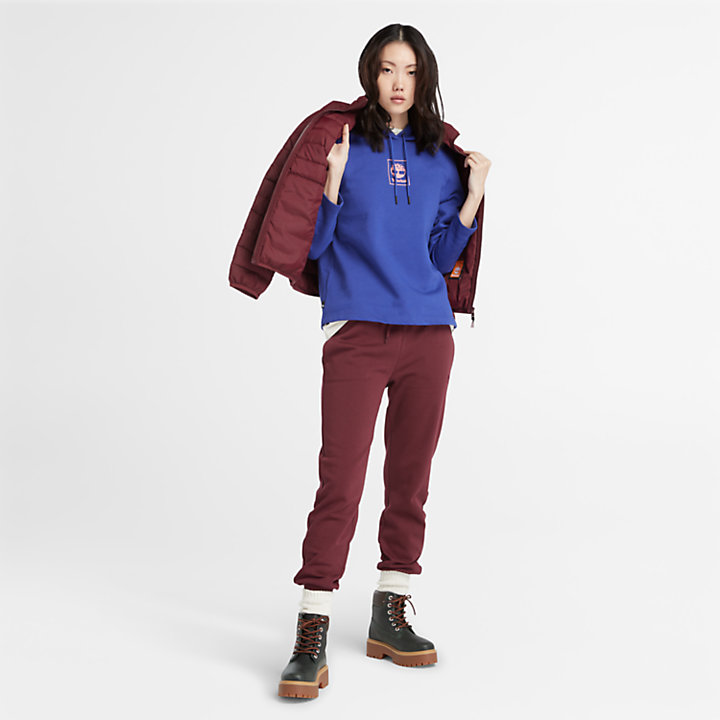 Embroidered Tree-logo Tracksuit Bottoms for Women in Burgundy-
