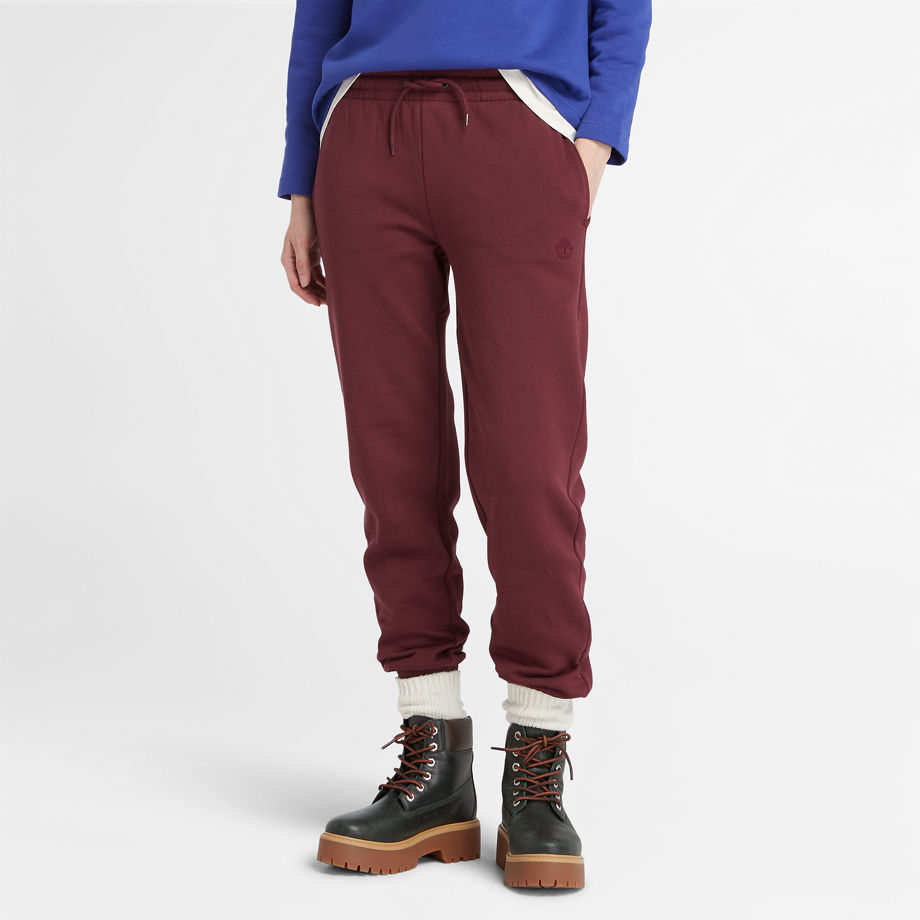 Timberland Embroidered Tree-logo Tracksuit Bottoms For Women In Burgundy Burgundy