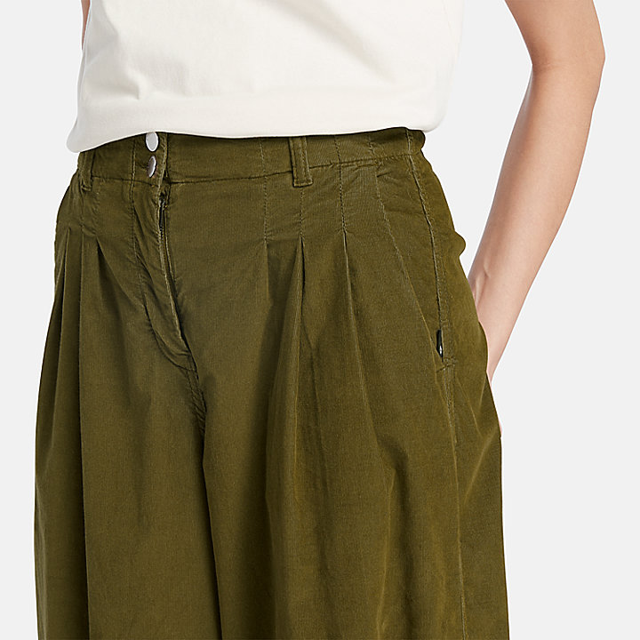 Needle Corduroy Trousers for Women in Green