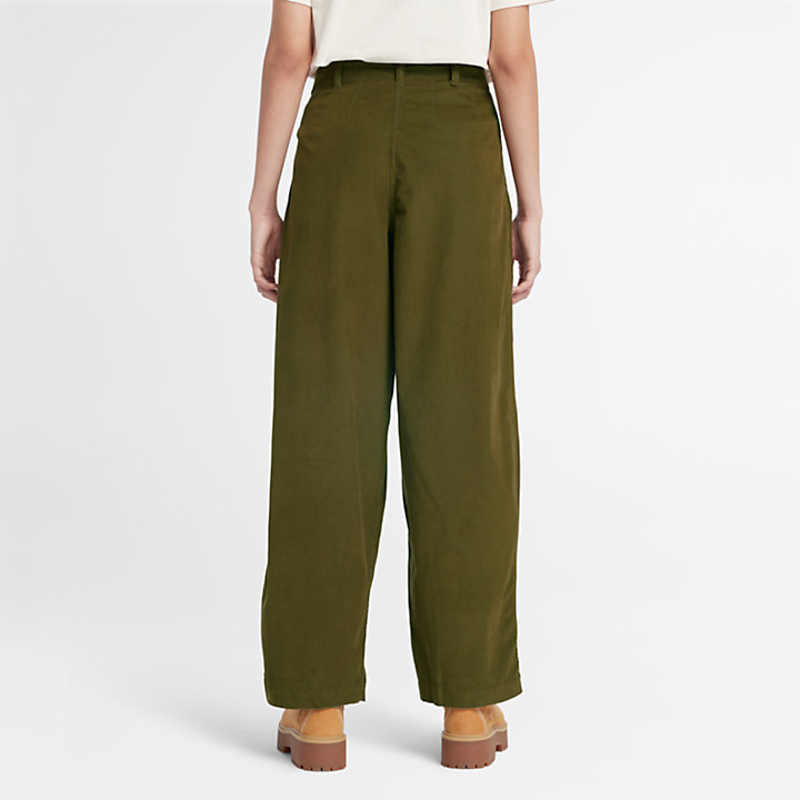 Needle Corduroy Trousers for Women in Green-