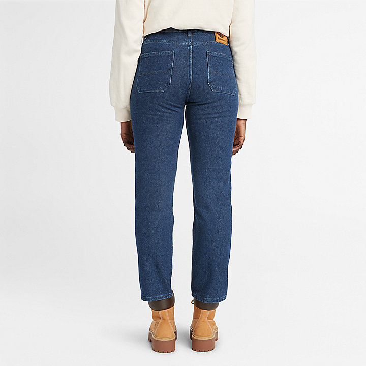 Jeans mit hohem Bund aus Denim-Hanf für Damen in Dunkelblau