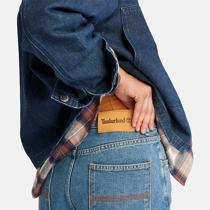 Jeans mit hohem Bund aus Denim-Hanf für Damen in Hellblau-