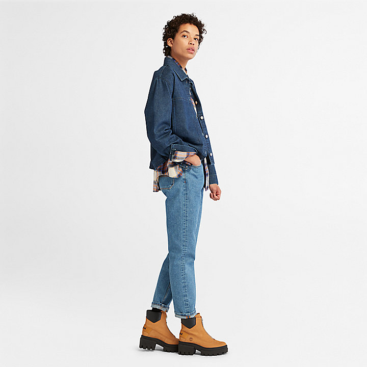 Jeans mit hohem Bund aus Denim-Hanf für Damen in Hellblau