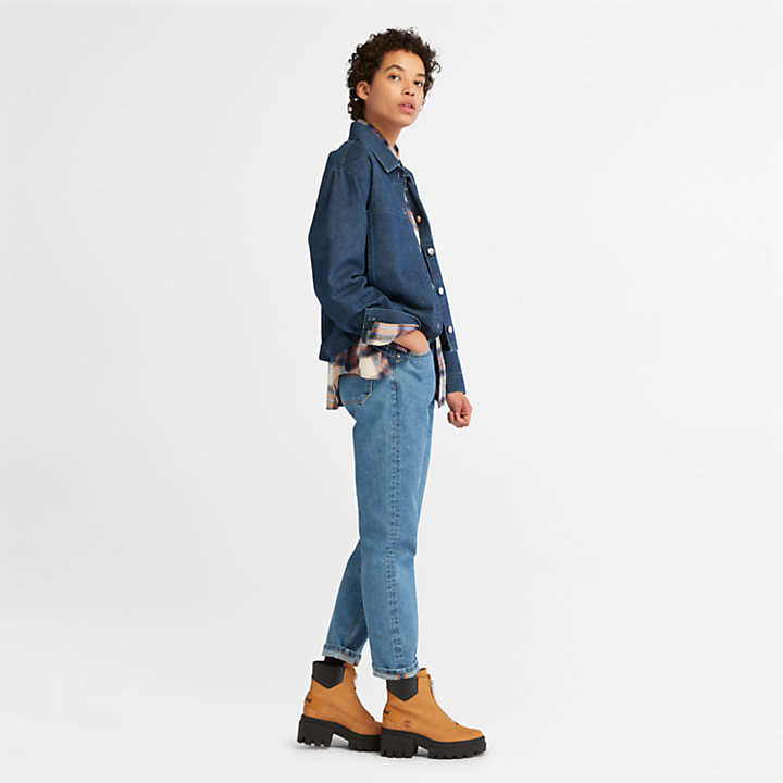 Denim Jeans met hennep en hoge taille voor dames in lichtblauw-