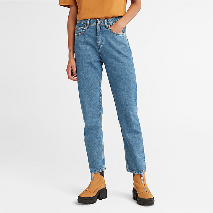 Jeans mit hohem Bund aus Denim-Hanf für Damen in Hellblau