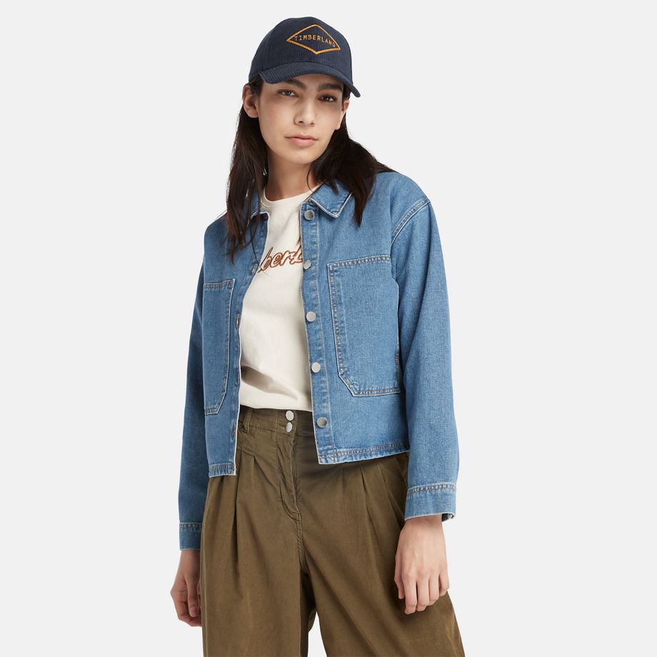 Timberland Chore Hemp Denim Jacket For Women In Blue Blue, Size XL