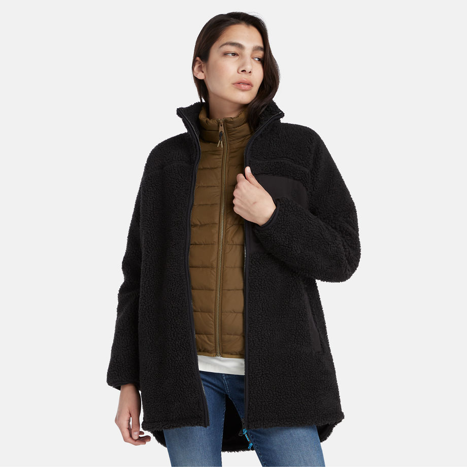 Timberland Long Fleece Jacket For Women In Black Black, Size M
