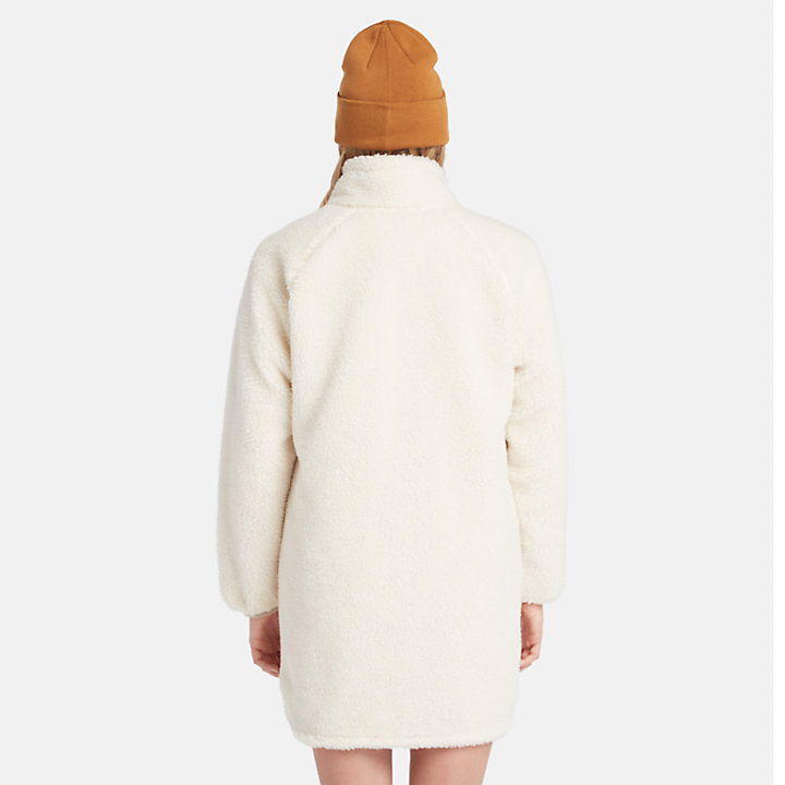 Long Fleece Jacket for Women in Beige-
