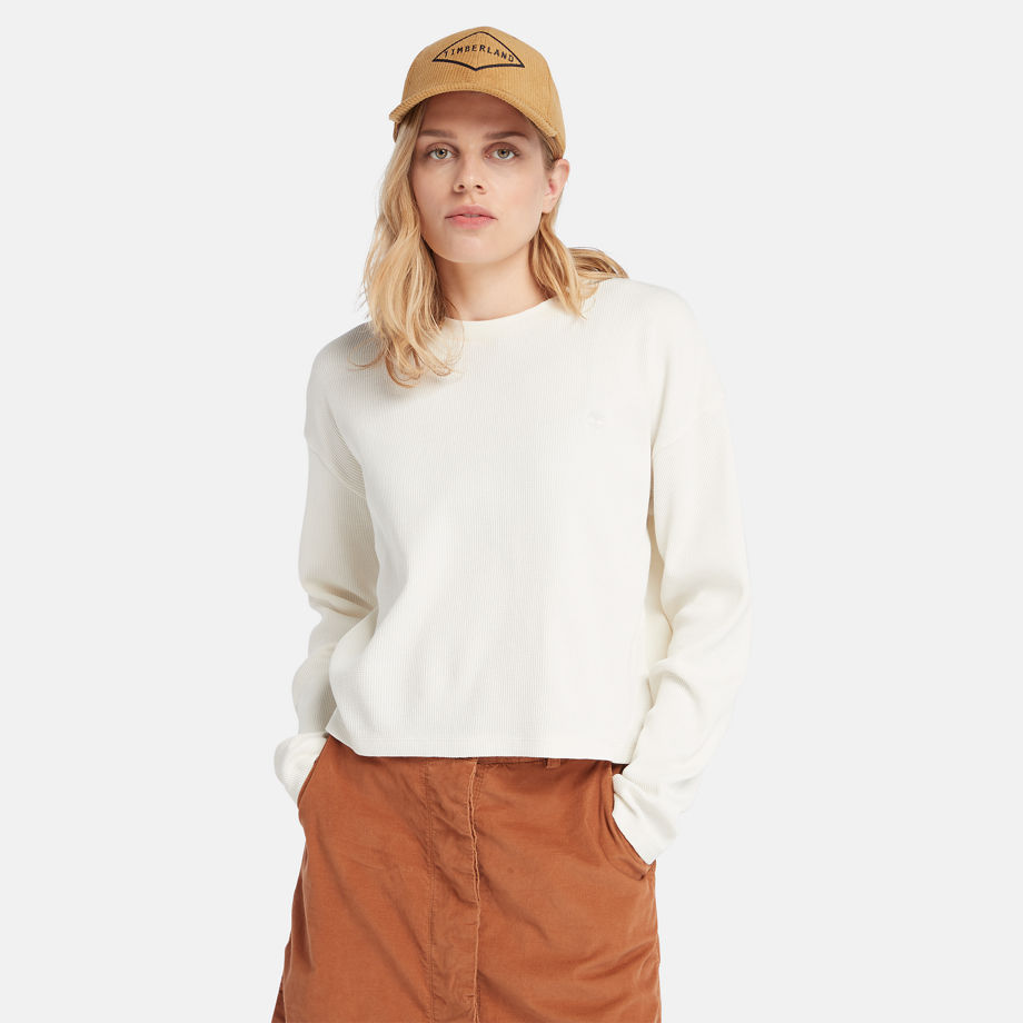 Timberland Long Sleeve Waffle T-shirt For Women In White White, Size S
