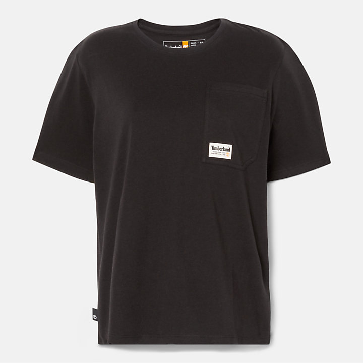T-Shirt mit abgeschrägter Tasche für Damen in Schwarz-