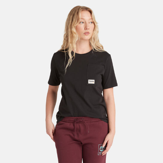 T-shirt met schuine borstzak voor dames in zwart | Timberland