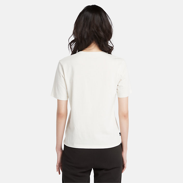 Camiseta con bolsillo en ángulo para mujer en blanco-