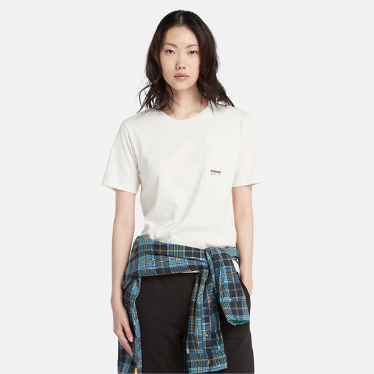 Camiseta con bolsillo en ángulo para mujer en blanco | Timberland