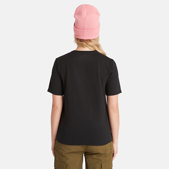 T-shirt à logo texturé pour femme en noir-