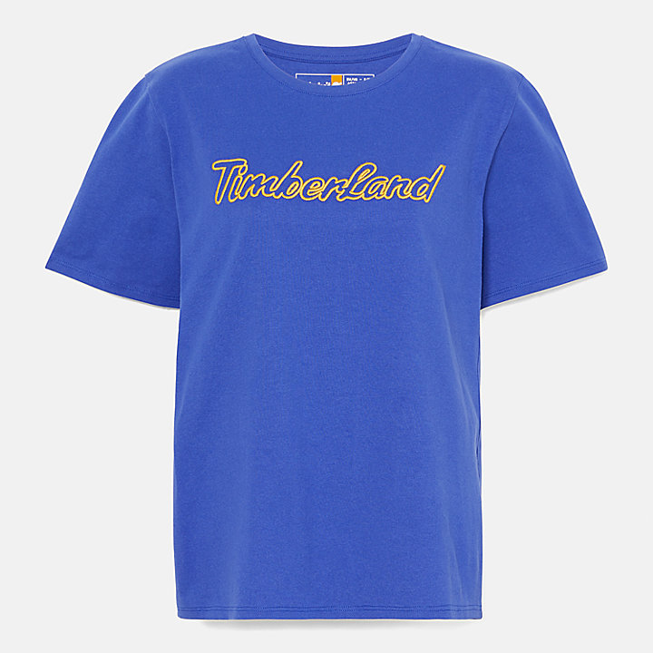 T-shirt met getextureerd logo voor dames in blauw