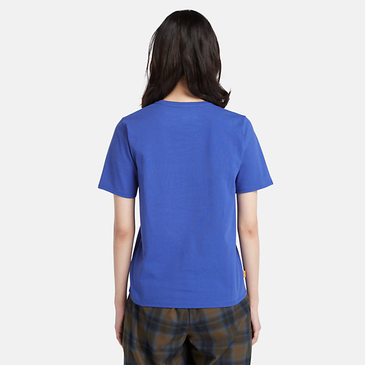 T-shirt met getextureerd logo voor dames in blauw-