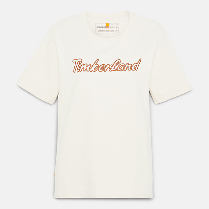 T-shirt à logo texturé pour femme en beige-