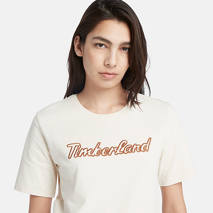Camiseta con logotipo texturizado para mujer en blanco