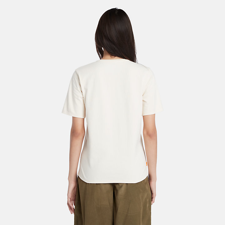 Camiseta con logotipo texturizado para mujer en blanco-