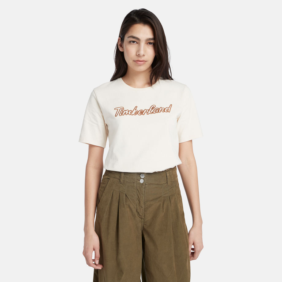Timberland Texture Logo T-shirt For Women In White White, Size L