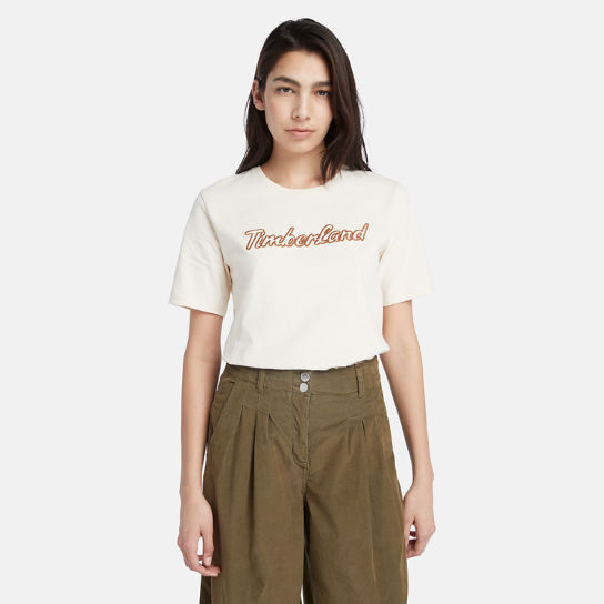 T-shirt à logo texturé pour femme en beige | Timberland